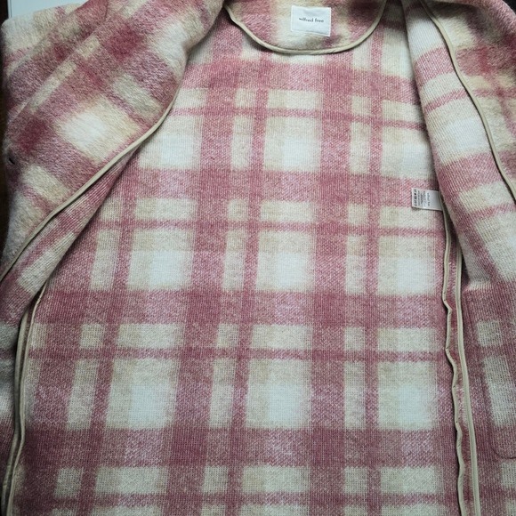 Wilfred Free Aritzia Women's Elm Long Shacket Pink Plaid Italian Wool Sz M - Picture 12 of 16